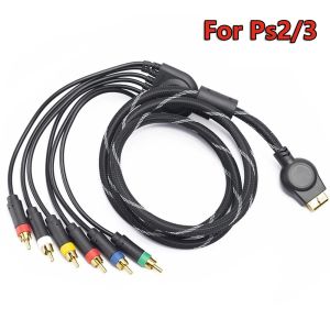 Kablar Multi -komponent 6 Heads AV ut 1,8 m flätade videkablar för PlayStation 3 PS3 PS2 Game Controller Connect TV Sound Cable