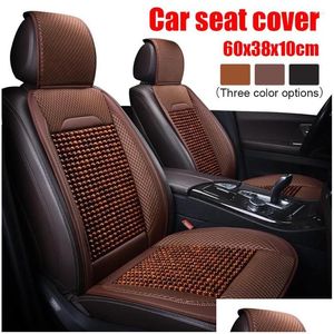 Capas de assento de carro Ers Er Verão Ventilação Refrigeração Mat Beads Couro Almofada Frontal Protetor Confortável Acessórios Interiores Drop Deli Otwlq