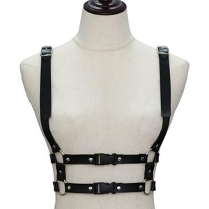 Belts Handmade Leather Body Harness Women Punk Goth Adjustable Chest Lingerie Gothic Garter Belt Crop Top294b