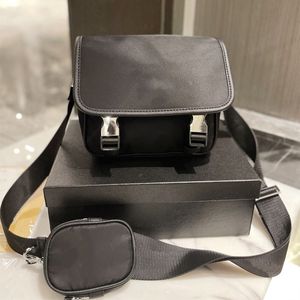 Designer masculino preto maletas crossbody sacos de ombro náilon saco do mensageiro 2 peças bolsa estilo casual com mini bolsa superior