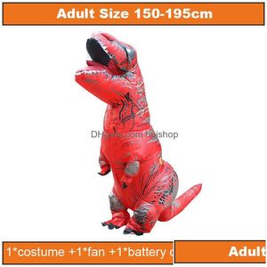 Temad kostym högkvalitativ maskot uppblåsbar t rex cosplay dinosaur halloween kostymer för kvinnor adt barn dino tecknad droppleverans dharb