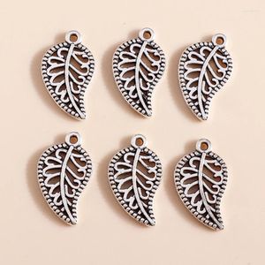 Charms 40pcs 19 11mm Metal Leaves For Jewelry Making DIY Handmade Antique Silver Color Leaf Pendants Wholesale