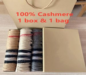 Com caixa de papel bolsa de papel 2019 Winter Womens Luxury Designer Frexs High End 100 Cashmere Scarf for Men B Classic Plaid Shawls SC3507292