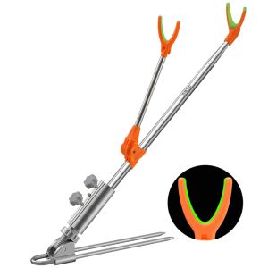 Stavar vikbara fiskespångfästet Rack Pole Stand Holder Justerbar flexibelt rostfritt stål Stöd Double Rods Fishing Tool X208G