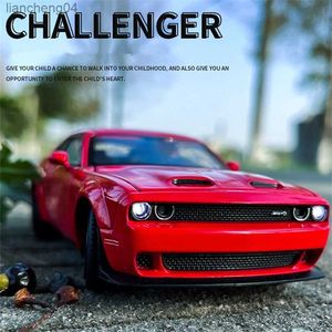 Diecast Model Cars 1 32 Dodge Challenger SRT Alloy Sports Car Model Diecast Metal Toy Muscle Car Model Simulation Sound and Light Children Toy Gift