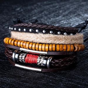 Charme Pulseiras Múltiplas Corda De Couro Fanshion Braclet Bangles Set Para Homens Presentes Pulseira Atacado Gota