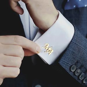 Custom Cufflinks for Men Personalized Custom Initials 1-3 Letter Stainless Steel Cufflink Mans Suit Shirt Jewelry Groomsmen Gift 240221