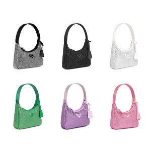 Mulheres incrustadas strass hobo luxo pradahandbag designer sacos mens corpo cruz triângulo sacos de ombro bolsa diamante brilhante embreagem pochette totes senhora lantejoulas sacos