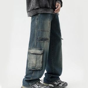 Erkekler Kot Baggy Kargo Denim Pantolon Erkekler Giyim Y2K 2000S Moda Erkek Pantolonlar Vintage Hip Hop Sokak Giyim