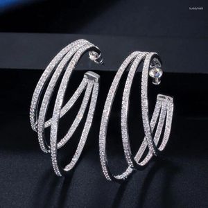 Dangle Earrings 925 Silver Needle Gold Color Multiple Big Circle C Shape 2024 Jewelry Fashion Wedding Party For Woman