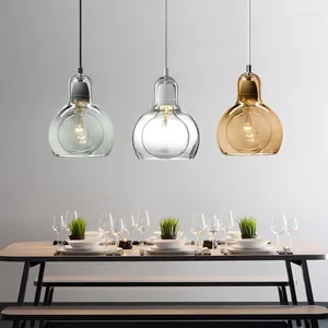 Pendant Lamps Modern Glass Small Light Transparent E27 Restaurant Chandelier For Dining Room Kitchen Bedroom Bedside Hanging Lamp