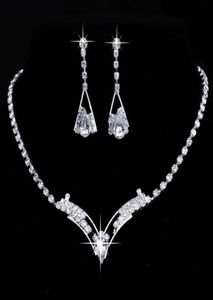 Jewelry Sets Wedding Necklace Bracelets Earrings 18 styles New Crystal Fashion Women Sparkling V Shaped Rhinestone Charm Bridal9837452