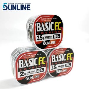 Lines 2023 NEW 100% Original SUNLINE BASIC FC 225M/300M Transparent Color Carbon Fiber Fishing Line Suitable for Many Fishing Methods