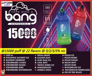 Bang King Puff 15000 E Cigarettes Kit Elf Box 15K Puffs Disposable Vape Pen Mesh Coil Rechargeable 650mAh Battery Vapers 0% 2% 3% 5% 22 Colors Vaporizers 15000 puff vaper