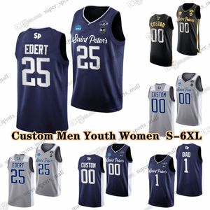 NCAA Custom S-6XL Saint Peter's Peacocks College Basketball 0 Latrell Reid Jerseys 6 Michael Houge 1 Brent Bland 2 Marcus Randolph Mouhamed Sow Wood Perkins EDERT DAD