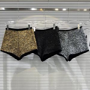 Shorts femininos 2024 inverno mulher não-mainstream estilo brilhante seda lã curta y2k boot calças roupas femininas