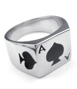 Säljer smycken Mens rostfritt stål ring poker spade ess personligt mode 316l rostfritt stål ring7759845