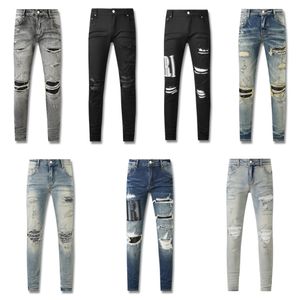 AM-jeans trendiga herr jeans designer jeans smala passform jeans hip-hop byxor högkvalitativ jeans droppdräkt mager jeans usa dropp pantaloner dropp mode byxor borr jeans