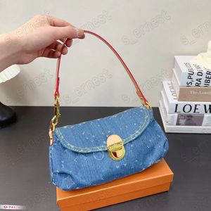 Denim sacos de ombro para as mulheres 2024 designer luxo bolsas e bolsas azul axilas hobos casual rua crossbody totes