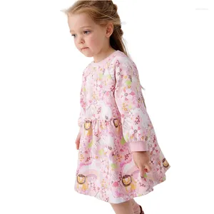 Girl Dresses Jumping Meters 2-7T Princes Girls With Animals Print Lion Long Sleeve Autumn Spring Kids Clothing Frocks Dress