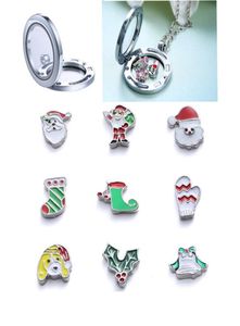 Christmas DIY Glass Locket Pendant Jewelry Accessories Memory Locket Bracelet Floating Charms 9 styles Locket Jewelry5463411