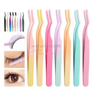 1.8mm Thick Eyelash Clip Grafting Eyelash Length Assist Device Gradient Color Silicone Tweezers Eyelash Assist Tool