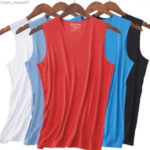 Men's Tank Tops 5Pcs Men Tank Tops Underwear Quick Drying Mens Undershirt Shirts Male Bodyshaper Fitness Wrestling Singlets Ice silk Big sizeL2402