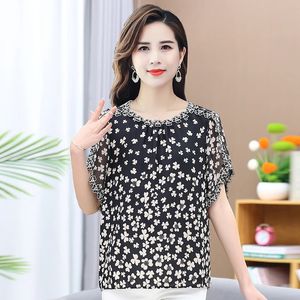 Plus Size 7XL Summer Fashionable Printing O-neck Short Sleeve Blouse Ladies Temperament Pullover Shirts Women Clothing Tops 240219