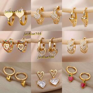 Stud Stud Vintage Zircon Coração Designer Brincos para Mulheres Aço Inoxidável Moda Banhado Piercing Brinco 2023 Tendência Nova Jóias de Luxo Aretes Mujer 2024