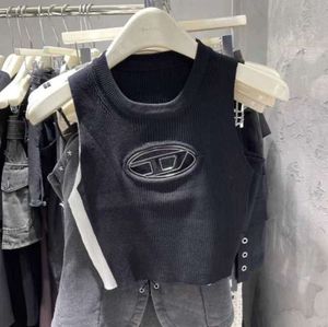 ディーゼルタンクトップデザイナーレディースTシャツ作物Y2KレタープリントTシャツoネック半袖Tシャツ服ソリッドバイックブループロモーション