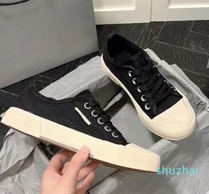 2024 canvas shoes paris high top wash old effect Vulcanized sole half slippers black white red couple rubber sneakers 35-44