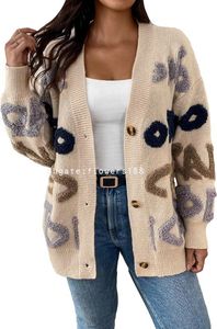 Women's Sweaters Women's Fall Open Front Chunky Knit Sweater Plus Letter Pattern Cardigan