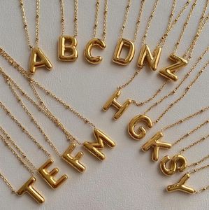 Titânio aço brilhante gordura sorte 26 letras pingente feminino colar 18k banhado a ouro carta luxo corrente colares designer jóias H-216