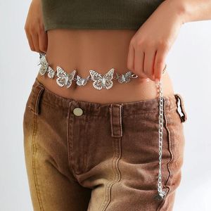 Kemerler Moda Pu Deri Kelebek Kadınlar İçin Vintage Metal Snap Ture Bel Pantolon Basit Dekorasyon Y2K Aksesuarları