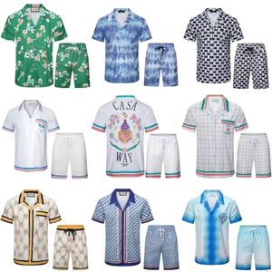 Casablanc-S 22SS Designer Men T Shirt Set Masao San Print Mens قميص غير رسمي وقميص حريري قصير من الحرير جودة Tees Tour Summer Men Size M- M-3XL