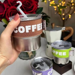 Water Bottles Leak-proof Coffee Mug Leakproof Stainless Steel Thermal Portable Insulated Cup For Home Office Car 400ml Capacity Sealing