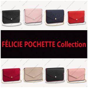 Kolekcja Felicie Pochette Cross Body Body Stylowa wszechstronna woreczka Łańcuchowe torby na ramię Projektanci torebki torebki torebka Wall170R