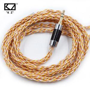 Acessórios kz fones de ouvido cabo 8 núcleo ouro prata cobre misturado cabo atualização com 3.5mm 0.75mm linha pino para kz zsn pro zsx dq6 zax