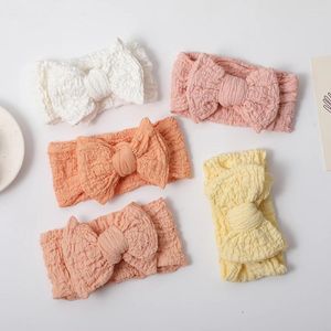 Hårtillbehör stickat baby huvudband bågar tjej mjuka pannband för barn solid elastiska headwraps bowknot turban spädbarn