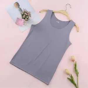 Camisoles Tanks Round Neck Sleuntveless Top Women's Summer Ice Silkes Seamless Tank Tops Slim Fit O-Neck Underdirts Thermal For Body