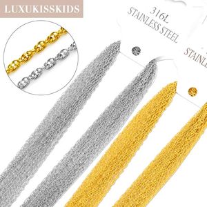 Catene LUXUKISSKIDS 2mm Collana a catena in acciaio inossidabile 10 pz/lotto Collegamento di modo Commercio all'ingrosso Creazione di gioielli fai da te Chirurgico 316L