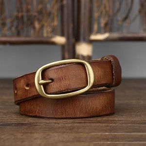 23 cm Do Old Copper Buckle Width Women Cowskin äkta läderbälte för kvinnliga band damer Justerbara bälten Retro hög kvalitet 240219