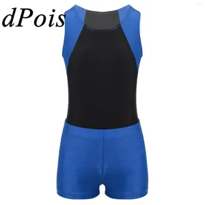 Scene Wear Kids Boys Ballet Dance Leotard ärmlös bodysuit Jumpsuit med shorts set för gymnastik Yoga Träningstävling Kostymer