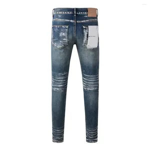 Calça feminina 2024 Jeans de alta qualidade da marca roxa 1: 1 maré moda slim fit