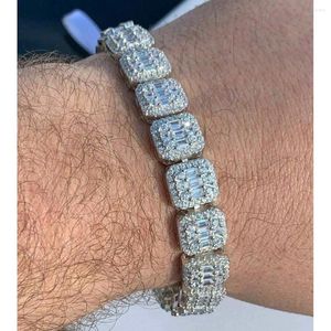 Link Bracelets Top Quality Iced Out Bling Hip Hop Men Jewelry Rock Punk Silver Color 5A Cubic Zirconia CZ Cluster Bracelet