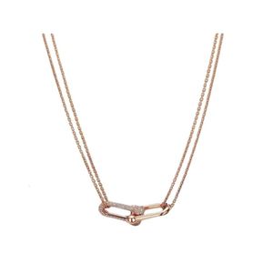 Tiffiny Necklace Designer Women Original Quality Necklaces Fashion Rose Gold Plated 18K White Gold Necklace Zirconium Diamond Chain