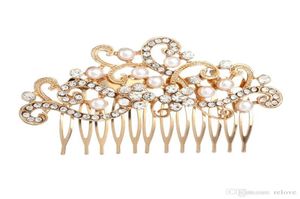 Perla strass spose copricapo nuziale diademi festa di nozze abiti da ballo039 pettine per capelli accessori copricapo per la sposa2396024