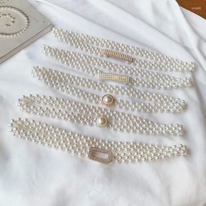 Cinture Cintura elastica da donna con catena in vita di perle grandi con decorazione di diamanti Gonna tutto-fiammifero Cintura dal design casual di lusso alla moda gotica
