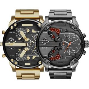 Sprzedawanie sportowych zegarków wojskowych 50 mm Big Dial Golden Stael Stael Watch Men Luksusowy zegarek na nadgarstku Relij de Lujo242Q