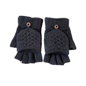 Zimowe dzianinowe zamienne rękawiczki bez palców, ciepłe dzianinowe rękawiczki na górze zamienione na pół palców rękawiczki 2256